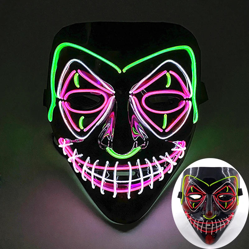 Wireless Glowing Mask LED Luminous Purge Mask Halloween Carnival Light Up Party Mask