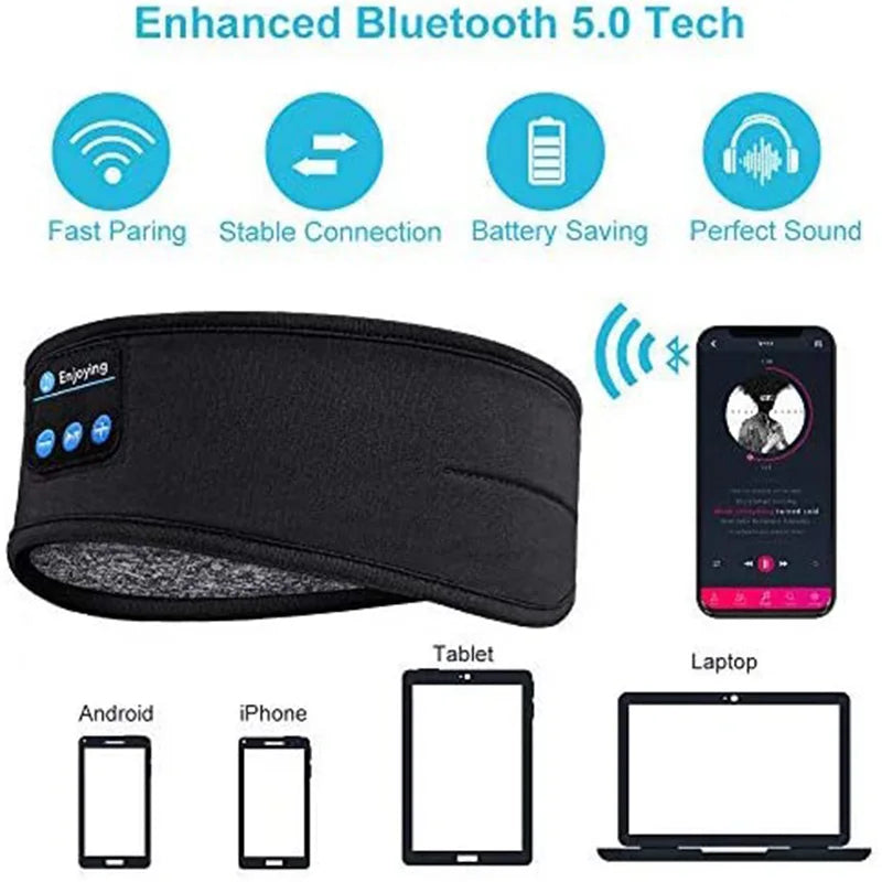 Bluetooth Earphones for Sports, Sleeping Headband Elastic Wireless Headphones