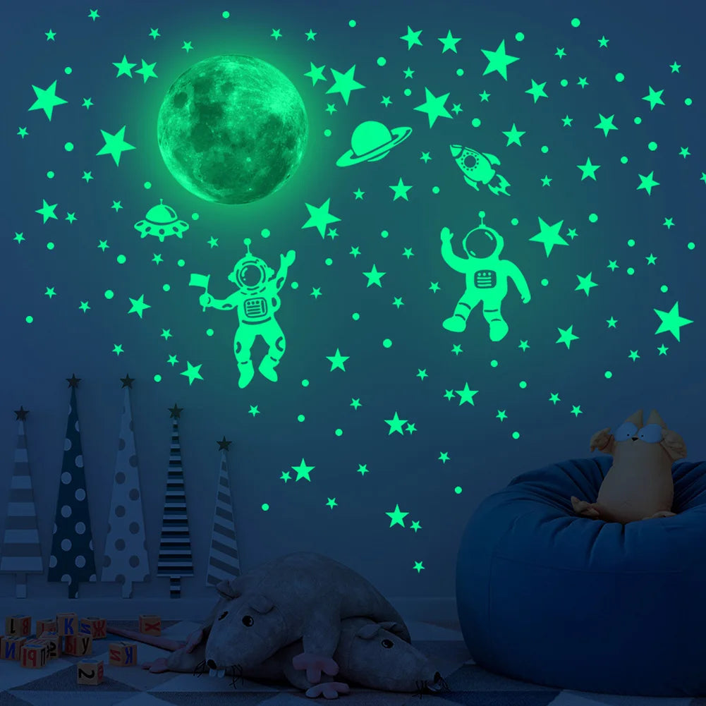 Luminous Astronaut Bedroom Decoration Glow In The Dark Self-adhesive Decals