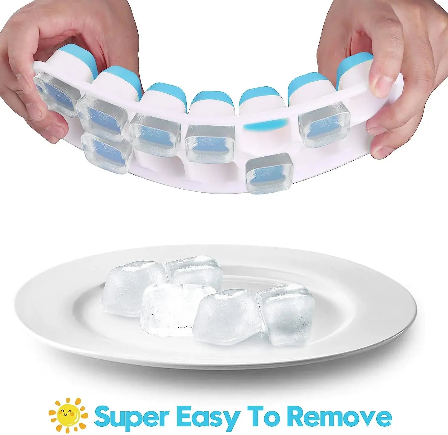 Ice Cube Tray Mold with Lid Silicone Square 14 Cube Easy Release Ice Cube Molds
