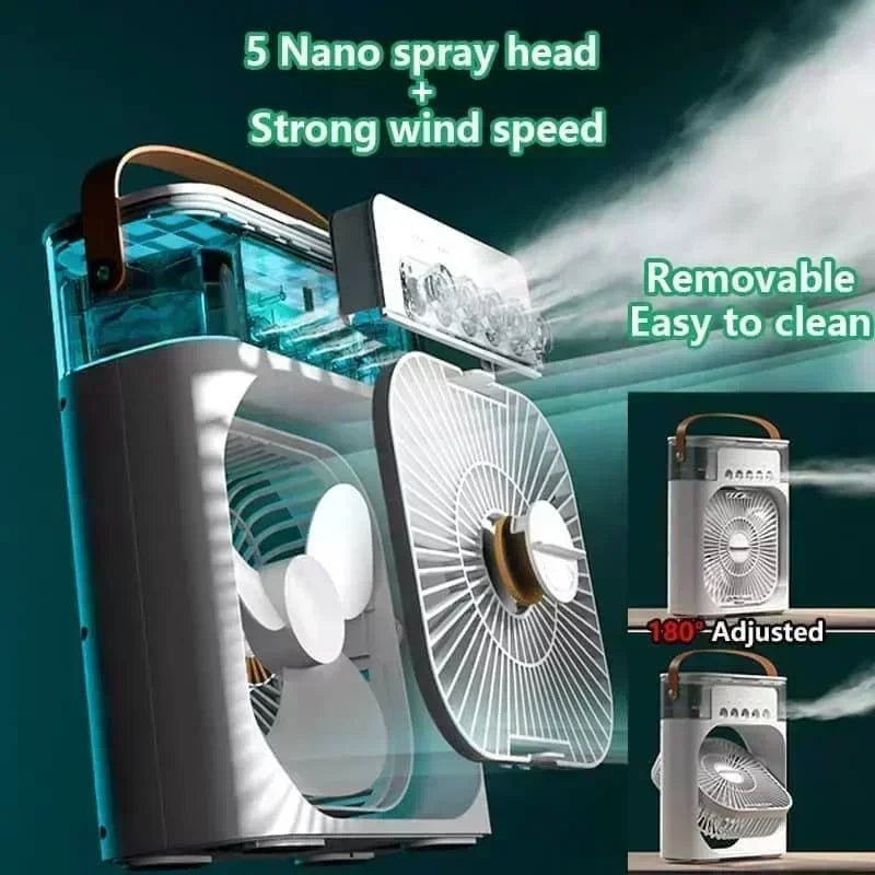 New 3 In 1 AIr Conditioner Household Mini Air Cooler LED Night Light Portable humidifier