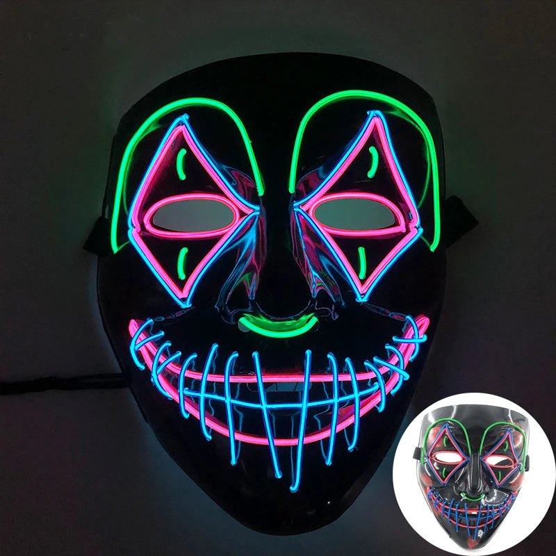 Wireless Glowing Mask LED Luminous Purge Mask Halloween Carnival Light Up Party Mask