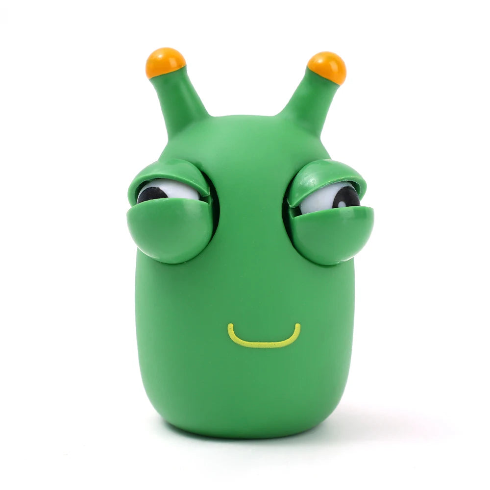 Green Worm Squeeze Pinch Toy Novelty Eye Popping Squeeze 3D Toy