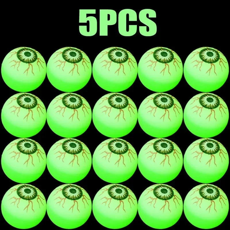 5/50PCS Luminous Bouncing Ball Halloween Glow in The Dark Toys Rubber Fake Eyeball