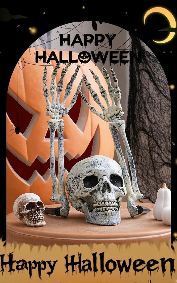 Halloween Home Decor Skeleton Head Outdoor Scary Props Realistic Skull Prank