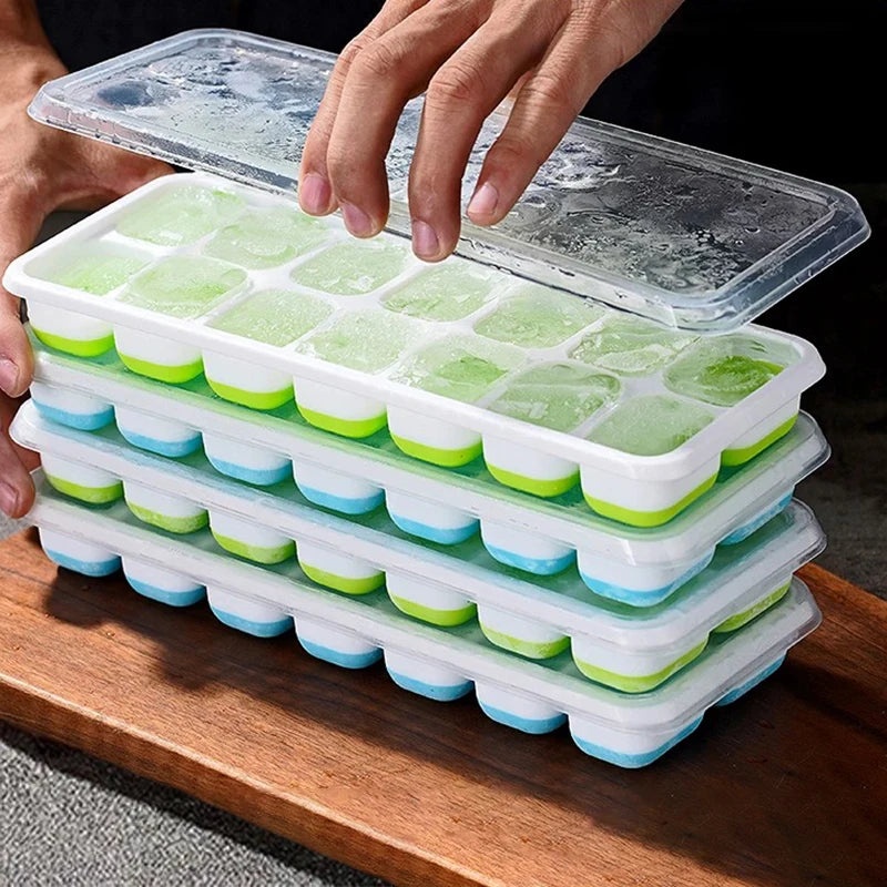 Ice Cube Tray Mold with Lid Silicone Square 14 Cube Easy Release Ice Cube Molds