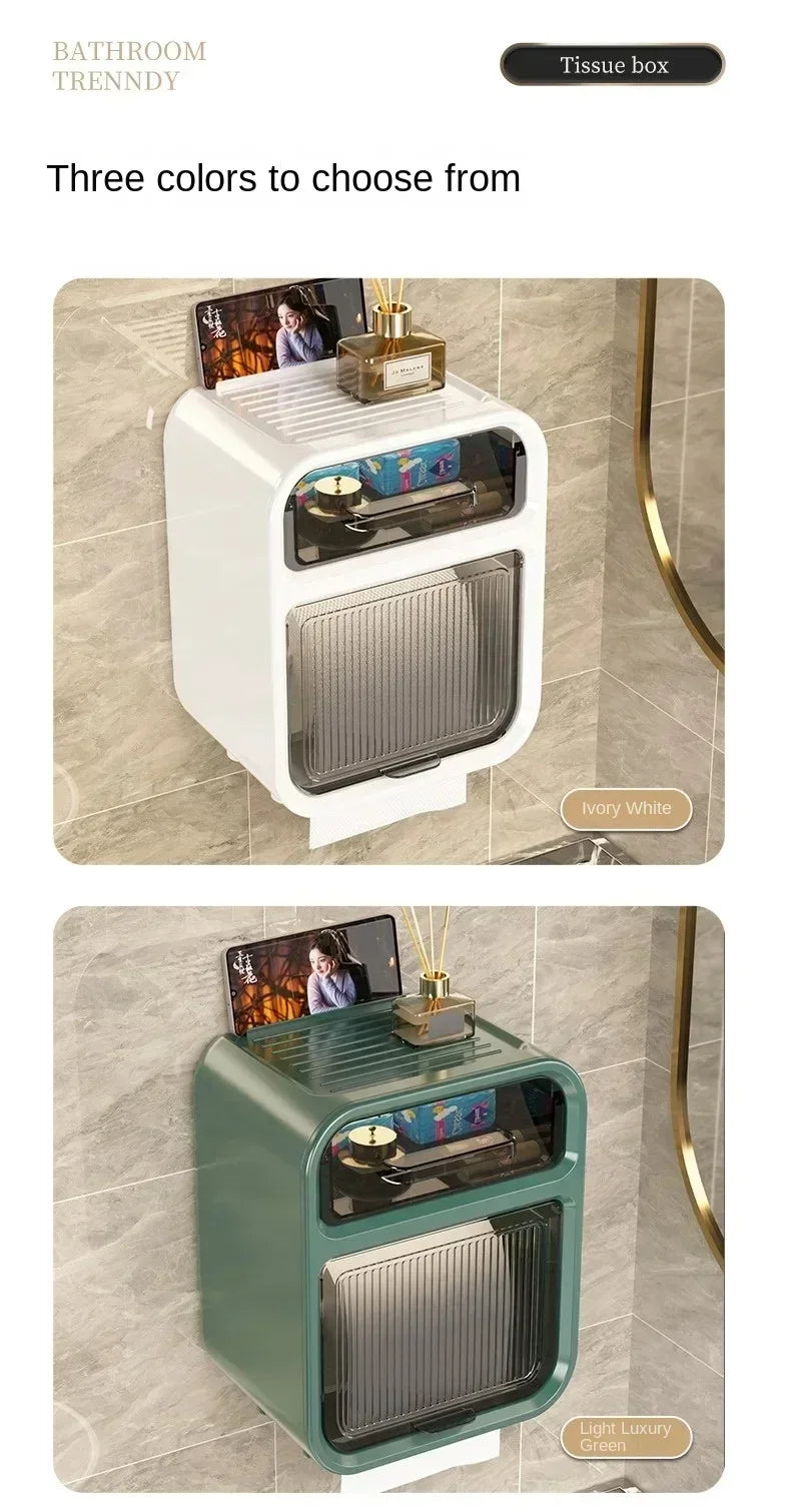 Wall-Mounted Bathroom Tissue Box with Drawer