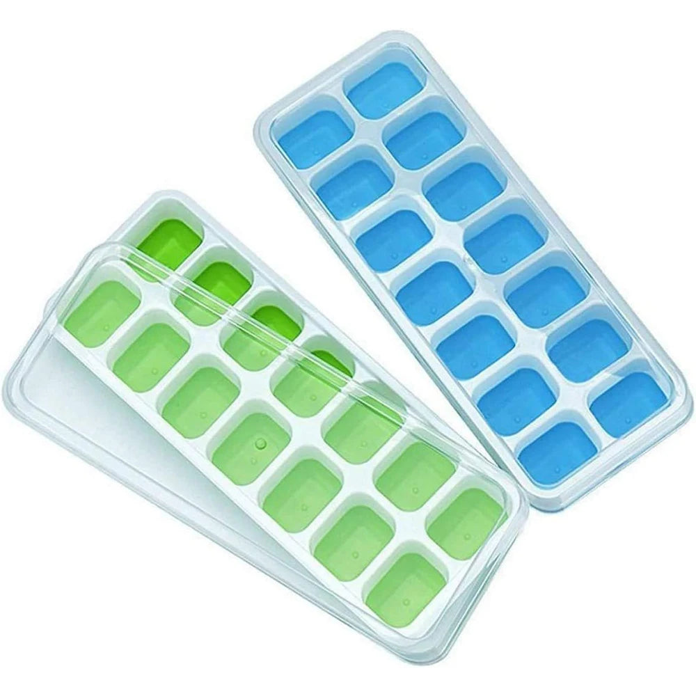 Ice Cube Tray Mold with Lid Silicone Square 14 Cube Easy Release Ice Cube Molds