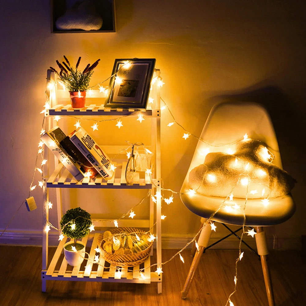 LED String Outdoor Star Chain Lights Bulb Fairy Lights for Home Garden Christmas Decor