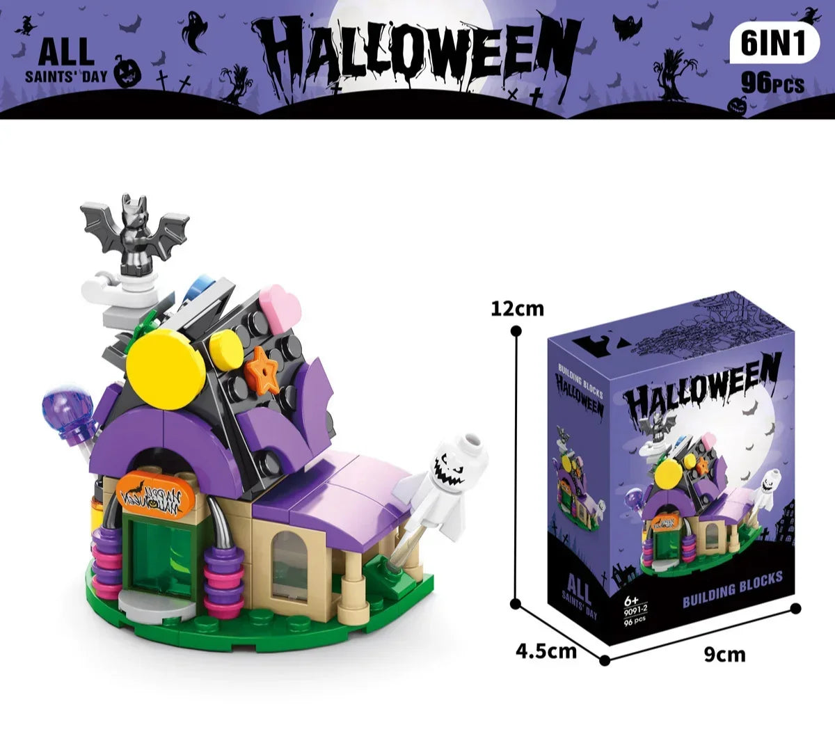 Halloween series assembled building block set toy haunted house ghost figurine model