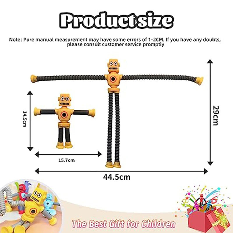 4/16PCS Pop Tubes Suction Cup Robot Toys Stress Relief Telescopic Sensory Toys for Kids