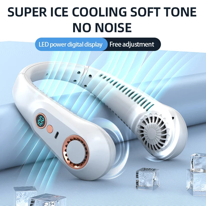 3000mAh Hanging Neck Fan Portable Bladeless Mini USB Rechargeable Electric Fan
