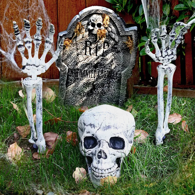 Halloween Home Decor Skeleton Head Outdoor Scary Props Realistic Skull Prank
