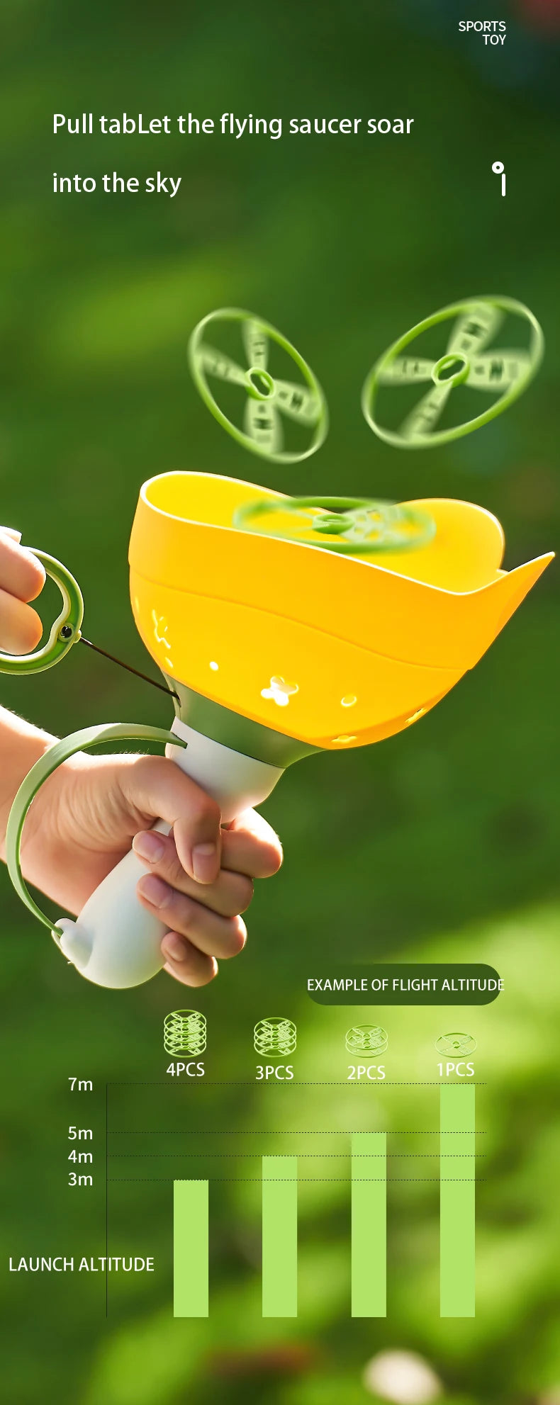 Pull String Flying Saucer Disc Launcher Kids Flying Toys