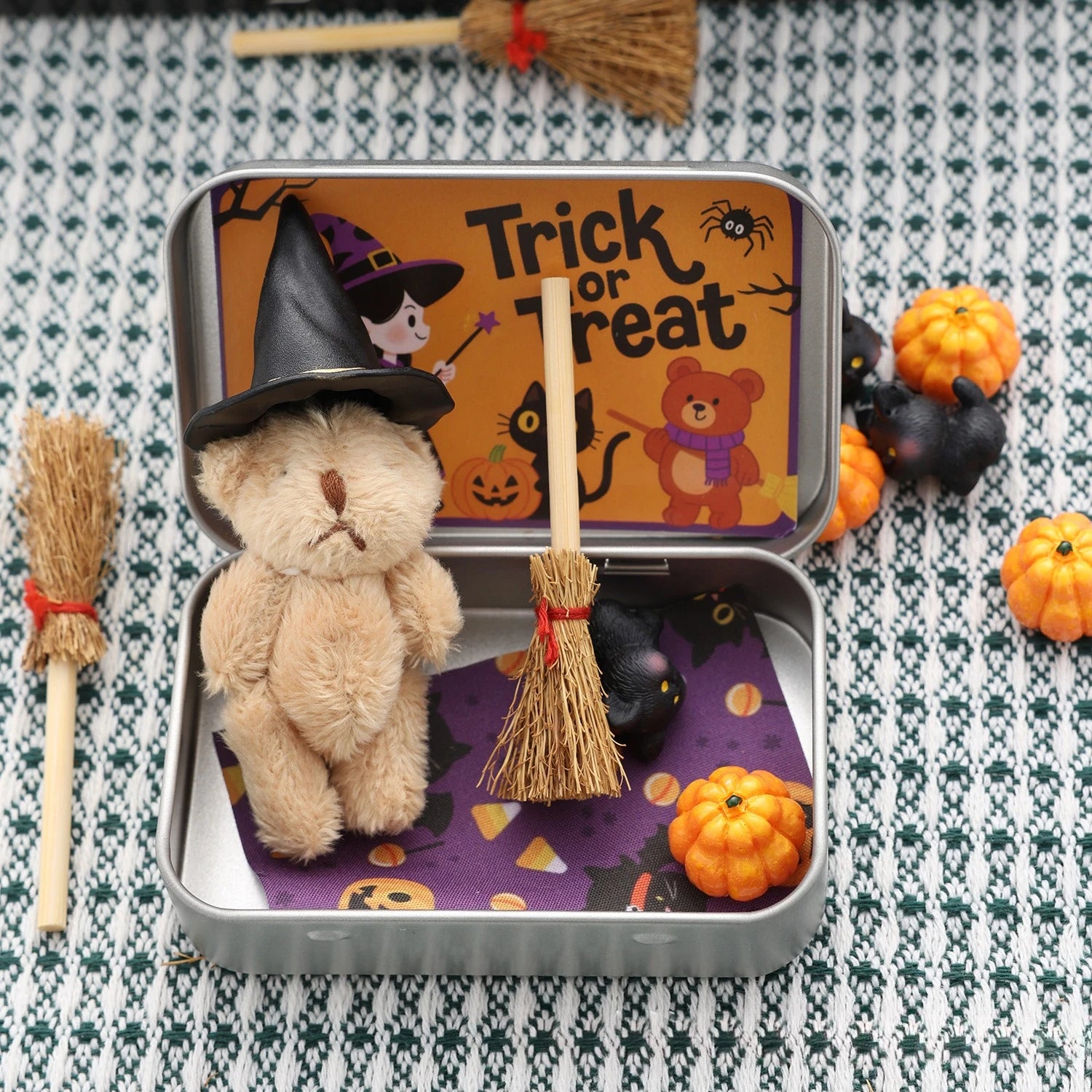 Halloween Teddy Gift Box, Halloween Plush Toy Decoration Doll Ornaments for Children