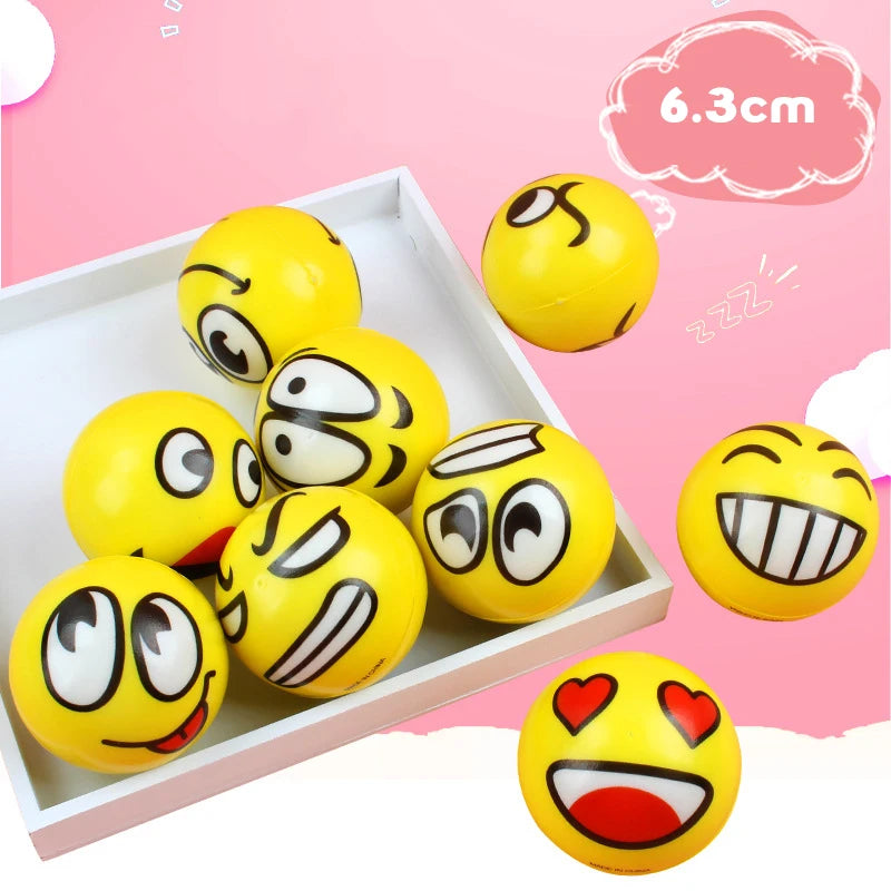 6PCS 6.3cm facial expression foam PU extrusion sports decompression children's toy