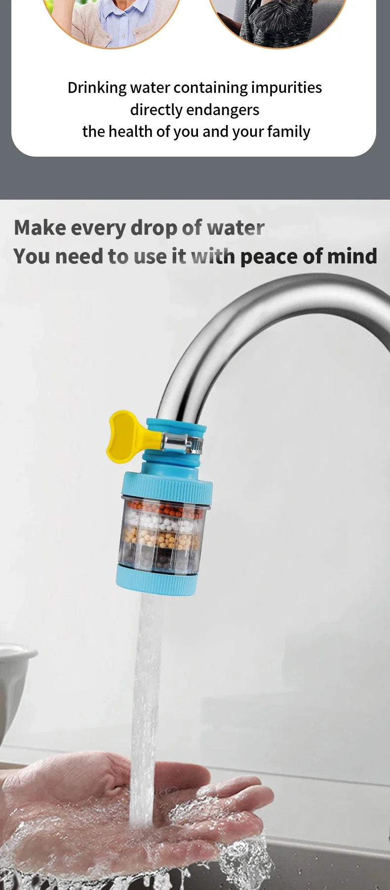 Water Faucet Filter Household Kitchen Home Mini Tap Water Clean Purifier