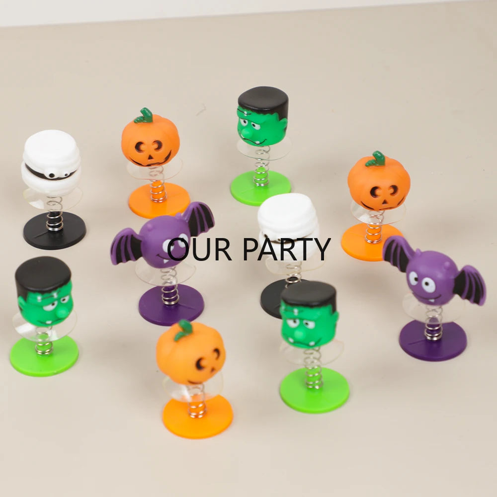 8 Pcs Cartoon Jumping Dolls Toys for Kids Halloween Theme Party Favors Treasure Box