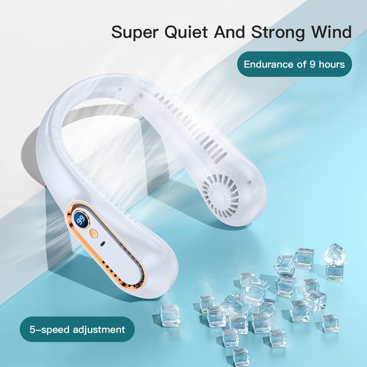 3000mAh Hanging Neck Fan Portable Bladeless Mini USB Rechargeable Electric Fan