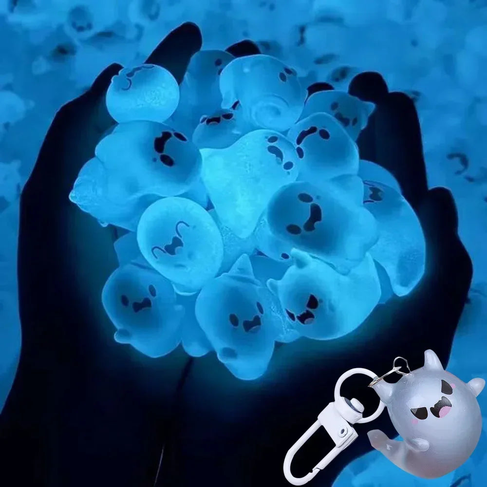 Halloween Keychain Glow-in-the-Dark Cartoon Jelly Doll Pendant Headphone Case Decor