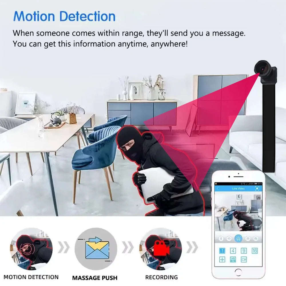 4K HD mini WiFi camera, supports remote viewing, motion detection camera