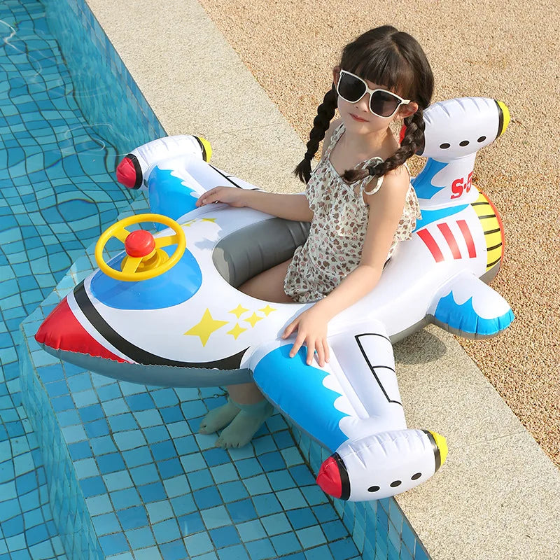 Baby Swim Ring Inflatable Toy Aircraft Shape Swimming Circle Seat Floatie