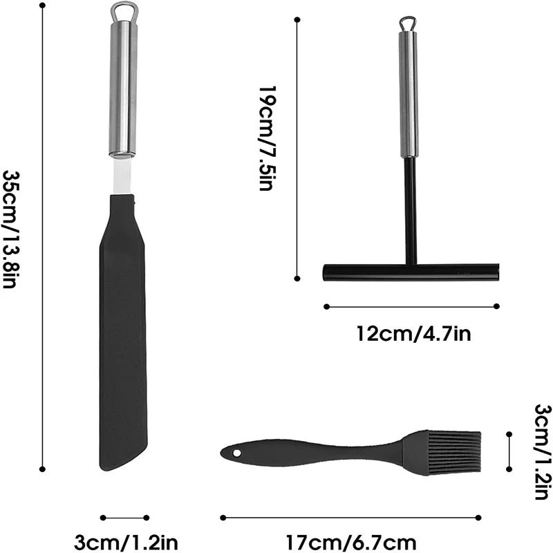 Stainless Steel French Crepe Spreader and Spatula Kit Pancake Cooking Tools