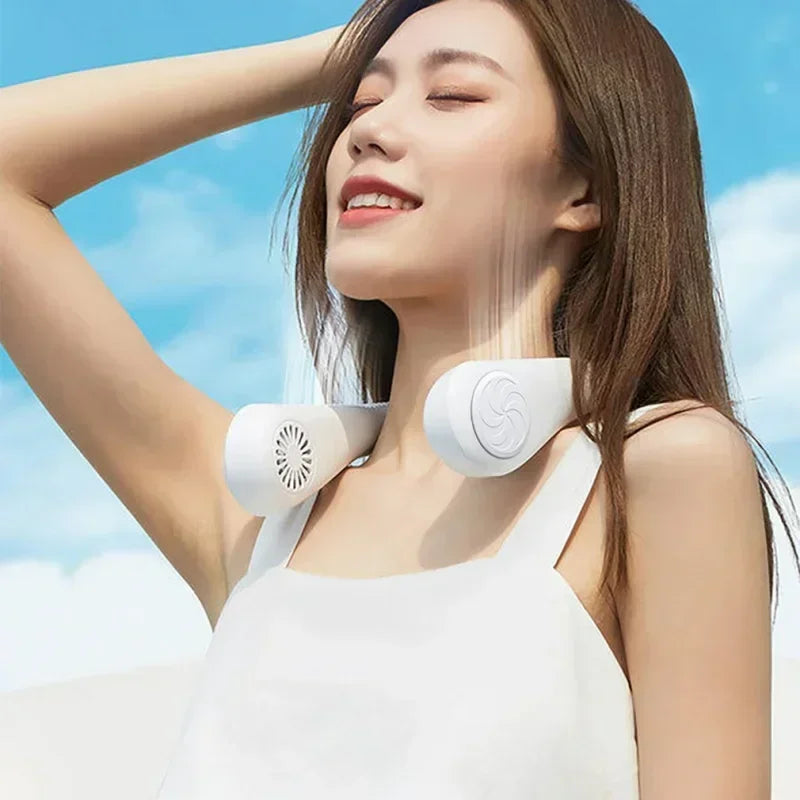 Portable Mini Neck Hanging Fan USB Rechargeable Wearable for Outdoor