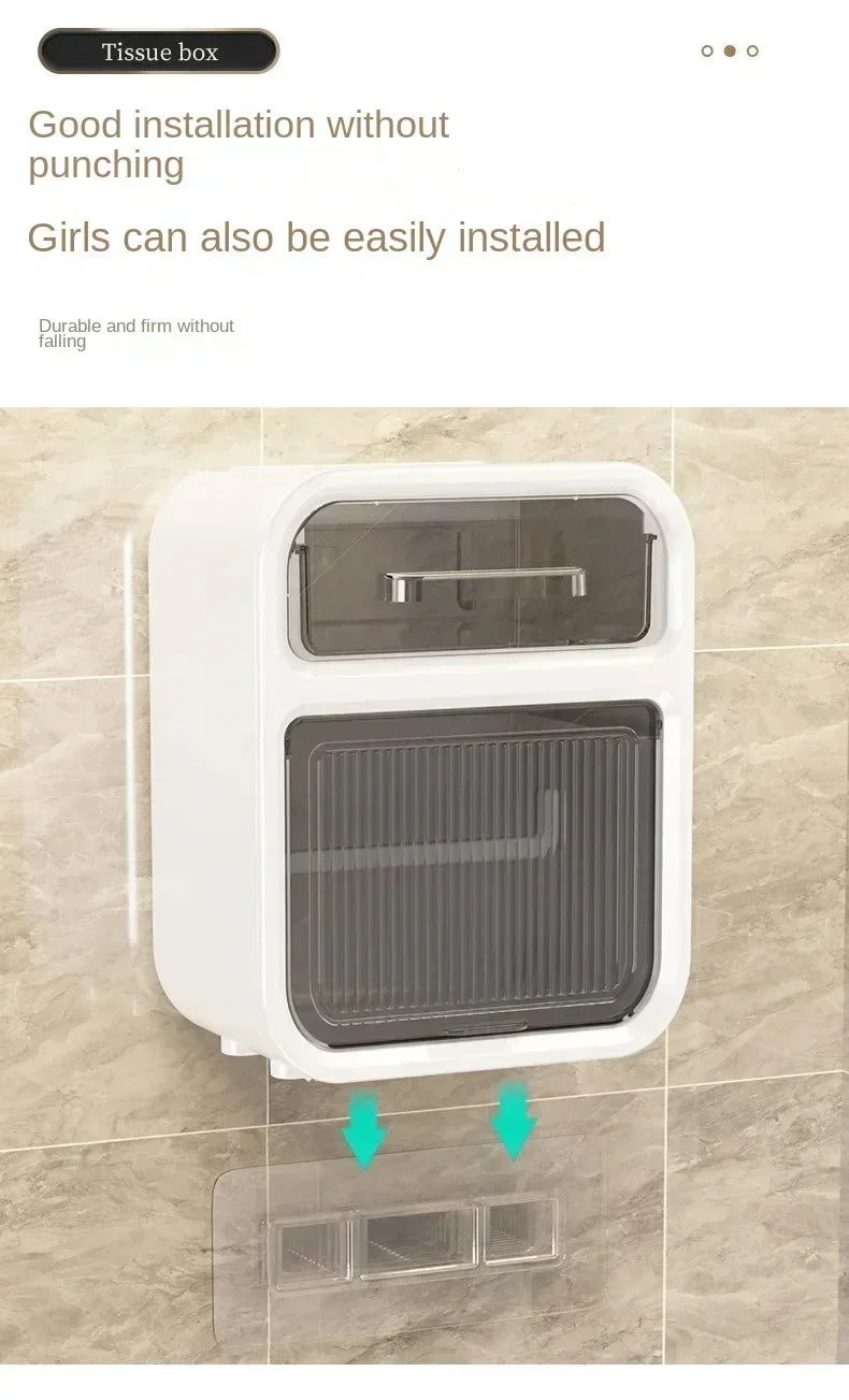 Wall-Mounted Bathroom Tissue Box with Drawer