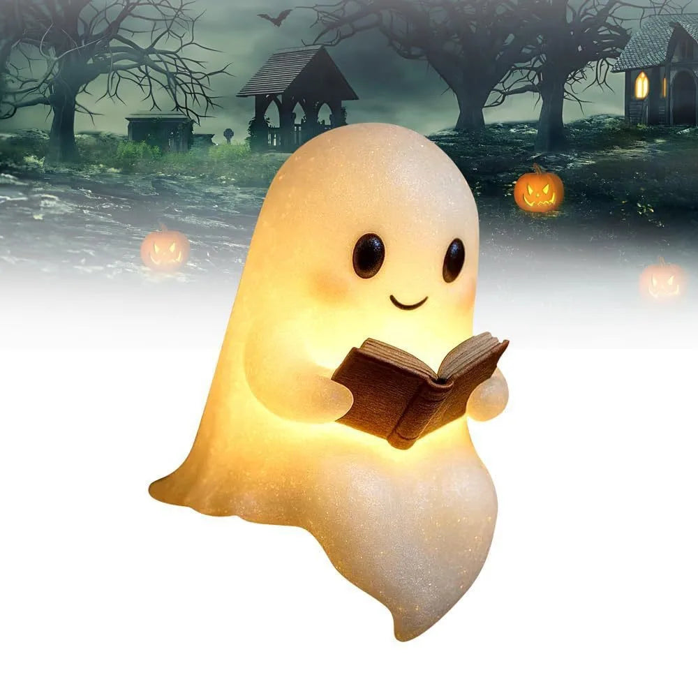 Cute ghost reading book toy model kawaii cartoon holiday decoration for boys and girls