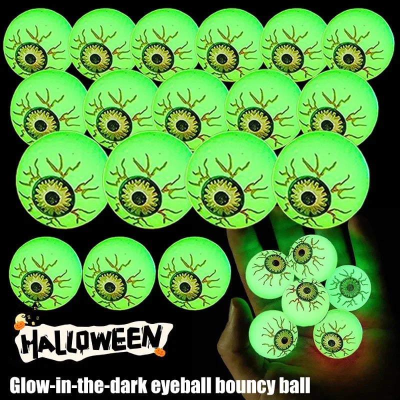 5/50PCS Luminous Bouncing Ball Halloween Glow in The Dark Toys Rubber Fake Eyeball