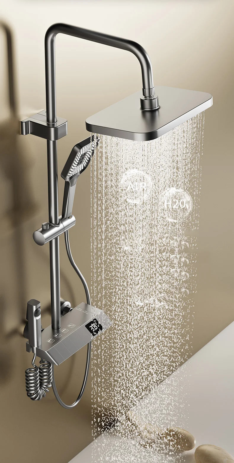 Bathroom Shower Full Set Black, White, and Gray Shower System Set