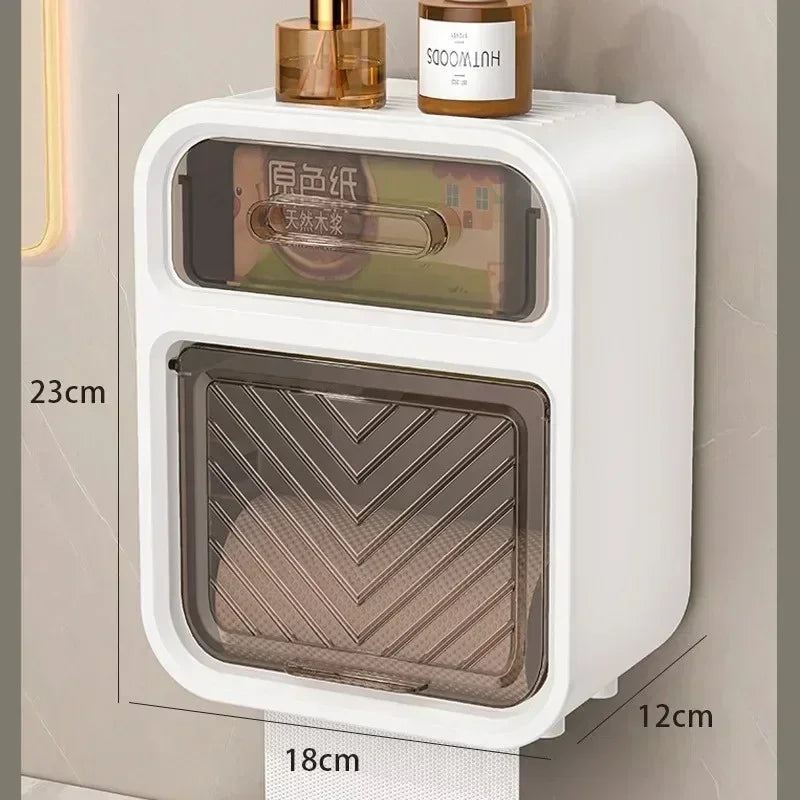 Wall-Mounted Bathroom Tissue Box with Drawer
