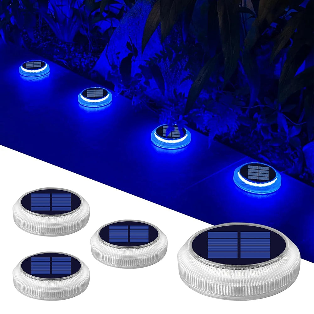 Solar Lights Garden Outdoor Deck: LED Step Lighting IP68 Waterproof Fence Wall Lamp