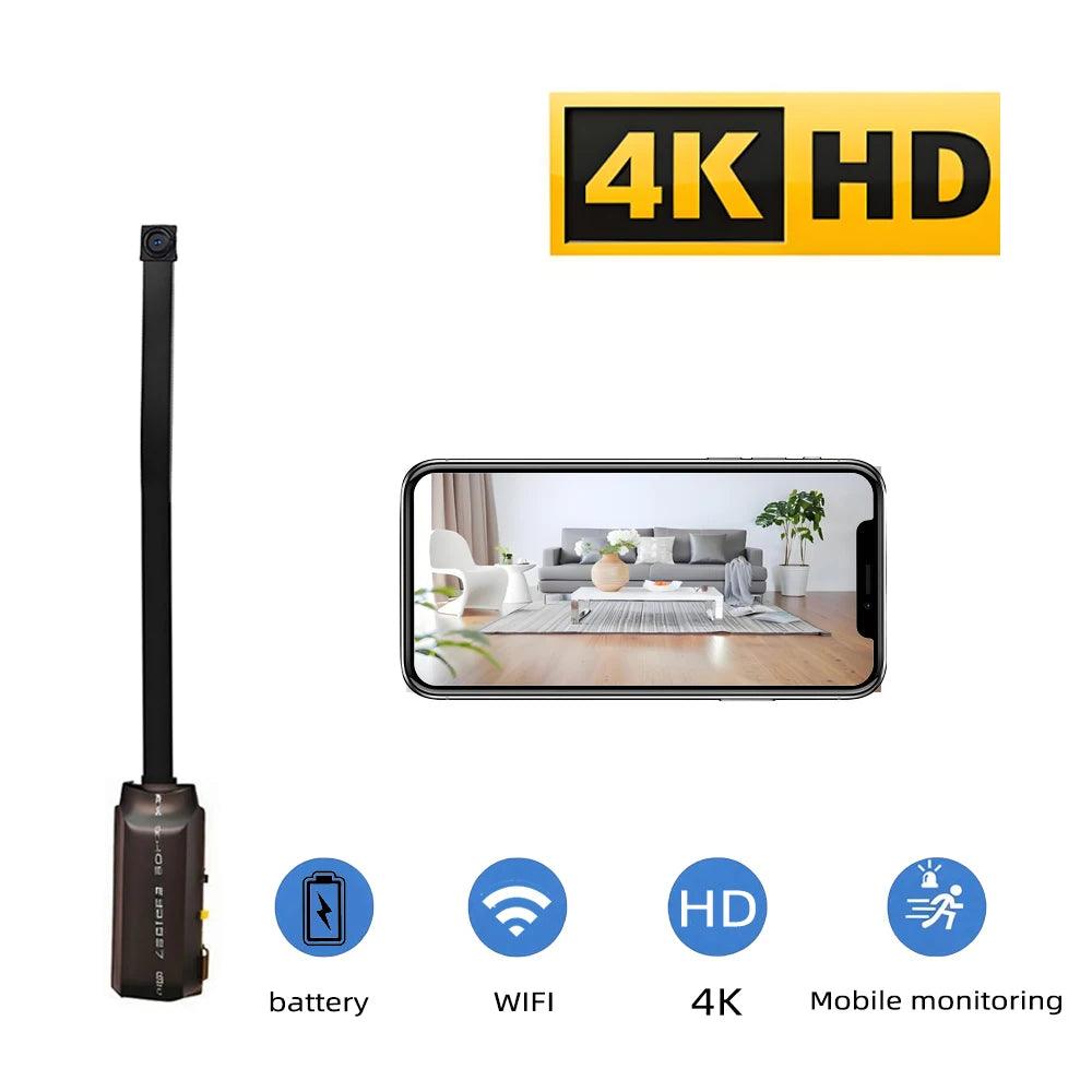 4K HD mini WiFi camera, supports remote viewing, motion detection camera