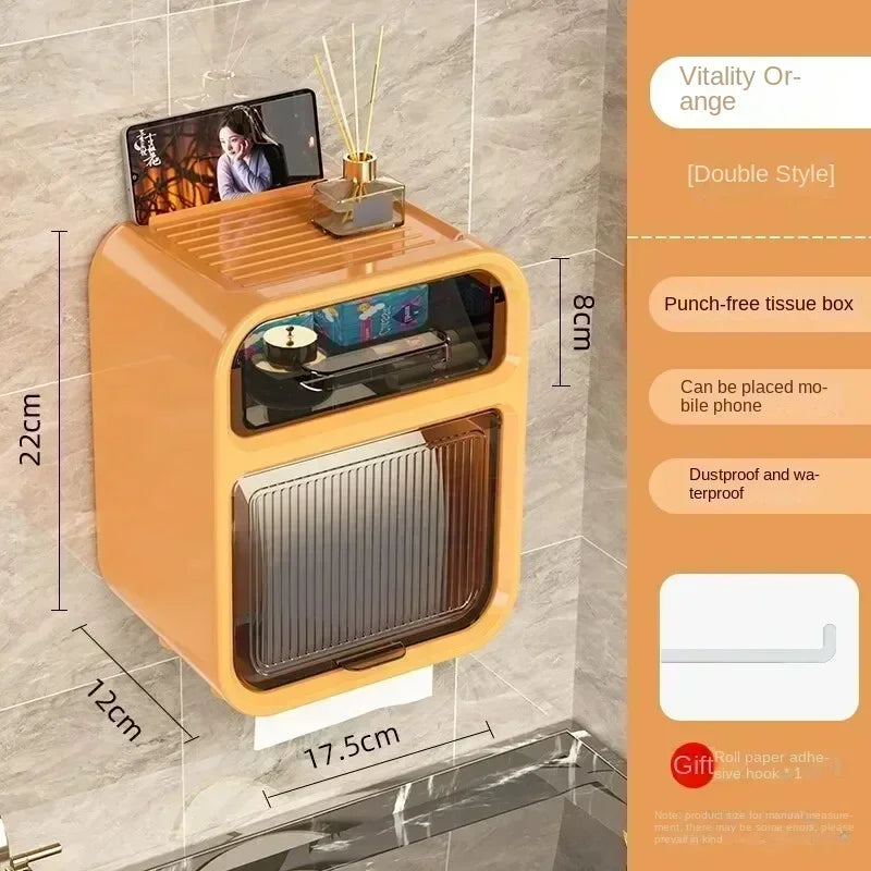 Wall-Mounted Bathroom Tissue Box with Drawer