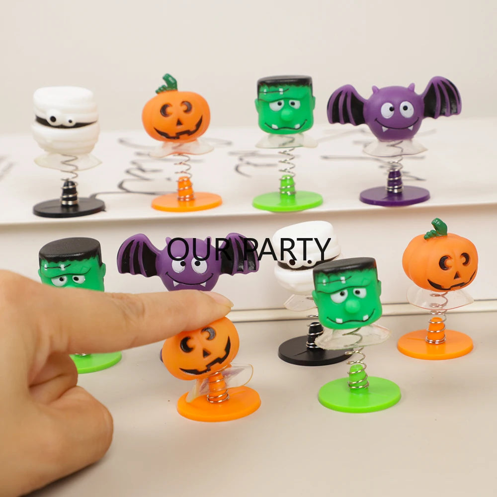 8 Pcs Cartoon Jumping Dolls Toys for Kids Halloween Theme Party Favors Treasure Box