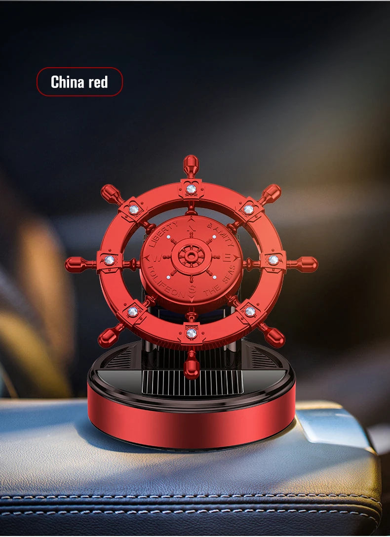 Solar rotating car fragrance creative metal boat rudder car perfume accessories