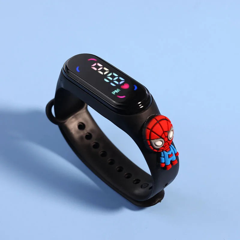 Disney Stitch Spider Man Cartoon Waterproof Watches For Kids LED Electronic Sport Watch