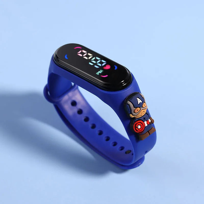 Disney Stitch Spider Man Cartoon Waterproof Watches For Kids LED Electronic Sport Watch