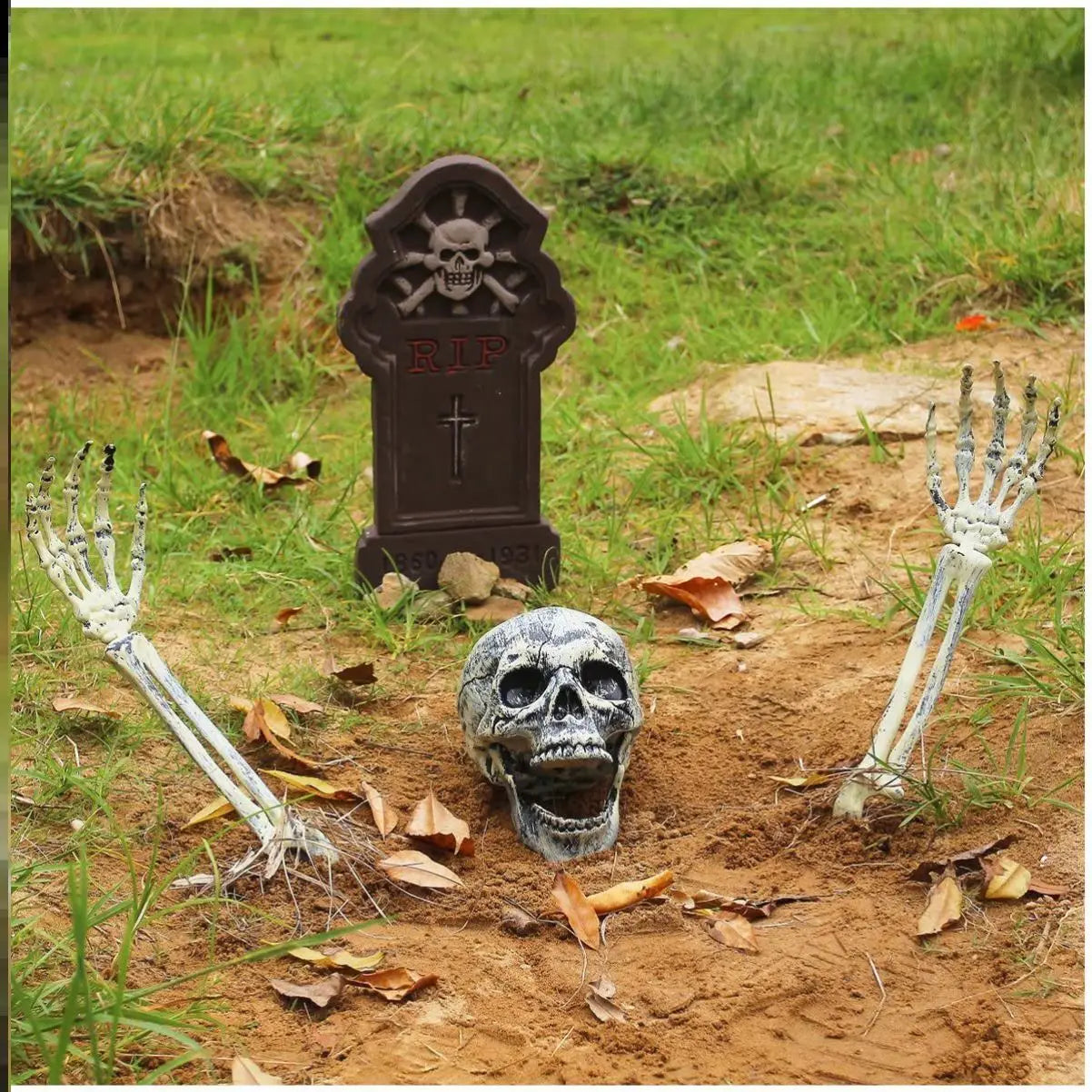 Halloween Home Decor Skeleton Head Outdoor Scary Props Realistic Skull Prank