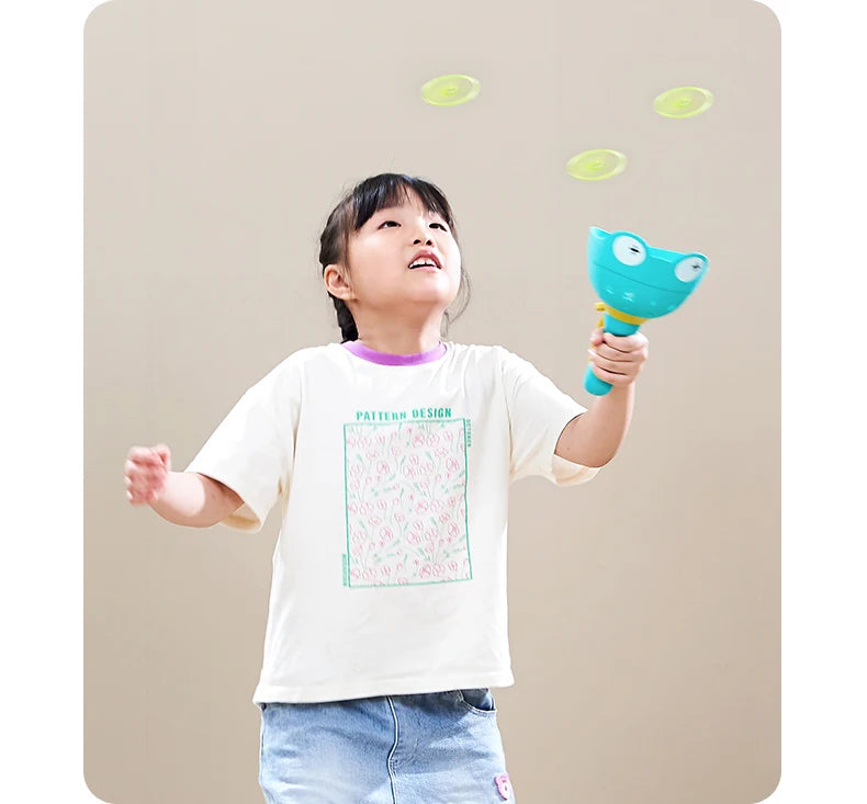 Pull String Flying Saucer Disc Launcher Kids Flying Toys