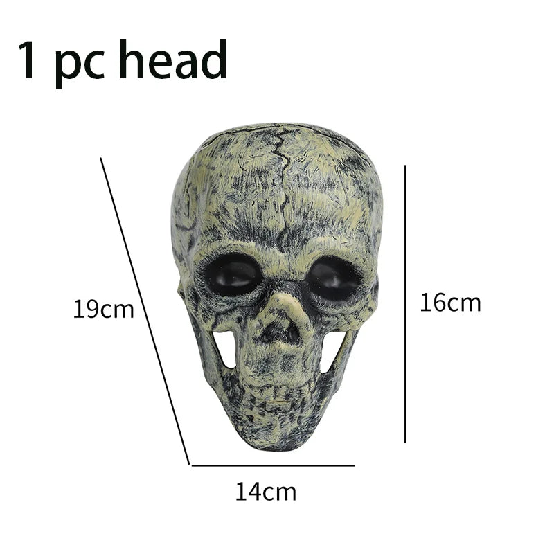 Halloween Home Decor Skeleton Head Outdoor Scary Props Realistic Skull Prank