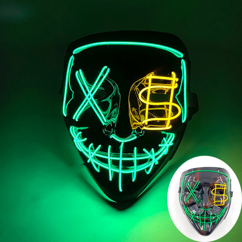Wireless Glowing Mask LED Luminous Purge Mask Halloween Carnival Light Up Party Mask