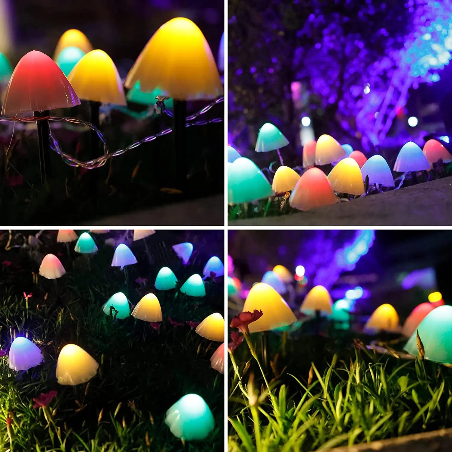 Brighten Up Garden with 10 LED Solar Mushroom Lights!