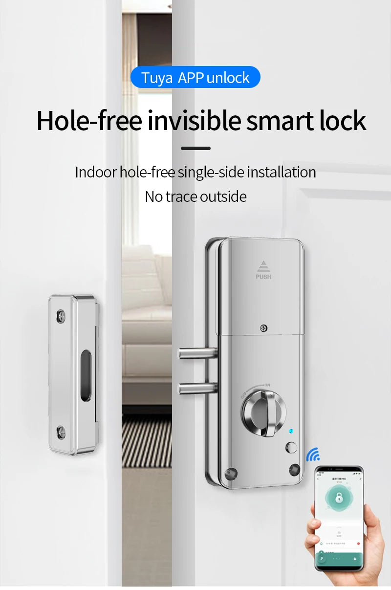 Home Smart Door Lock Handle Hidden Battery Anti Theft Electronic Keyless Lock