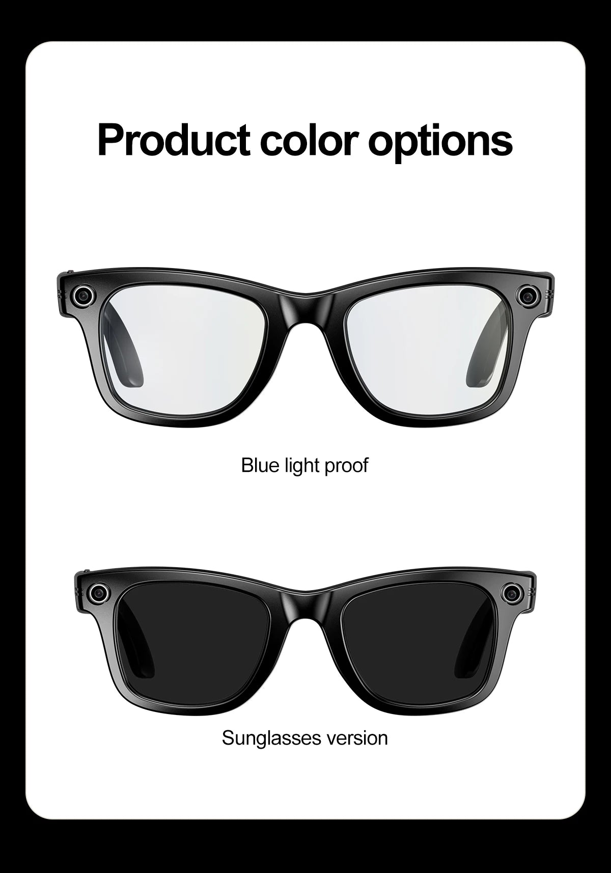 AI Camera Smart Glasses IP65 Waterproof Bluetooth for Call and Music Use ChatGPT