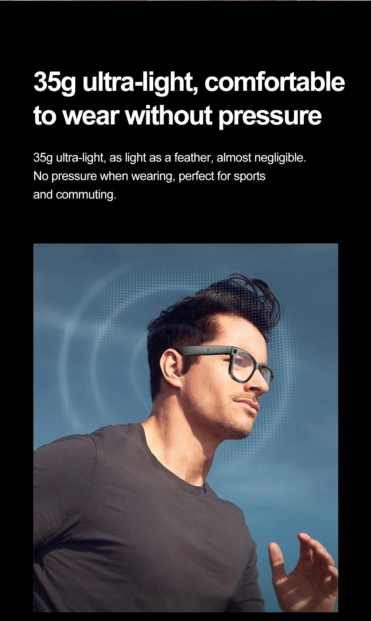 AI Camera Smart Glasses IP65 Waterproof Bluetooth for Call and Music Use ChatGPT
