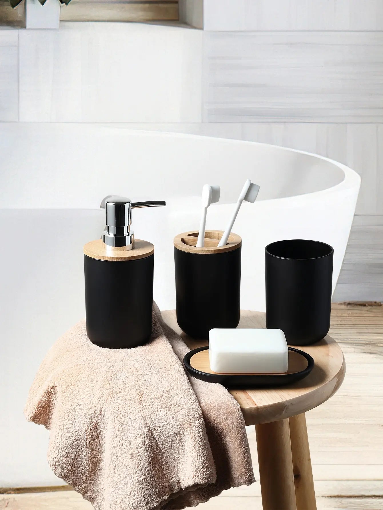 4-Piece Black Bathroom Accessories Set