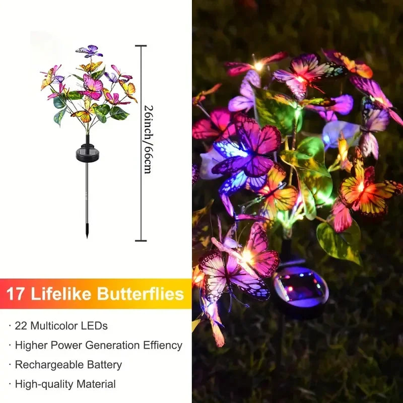 Solar LED Butterfly Flower Light Outdoor Simulation Garden Waterproof Lamp